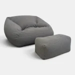 סט כורסת פוף והדום דגם Lounge – אפור
