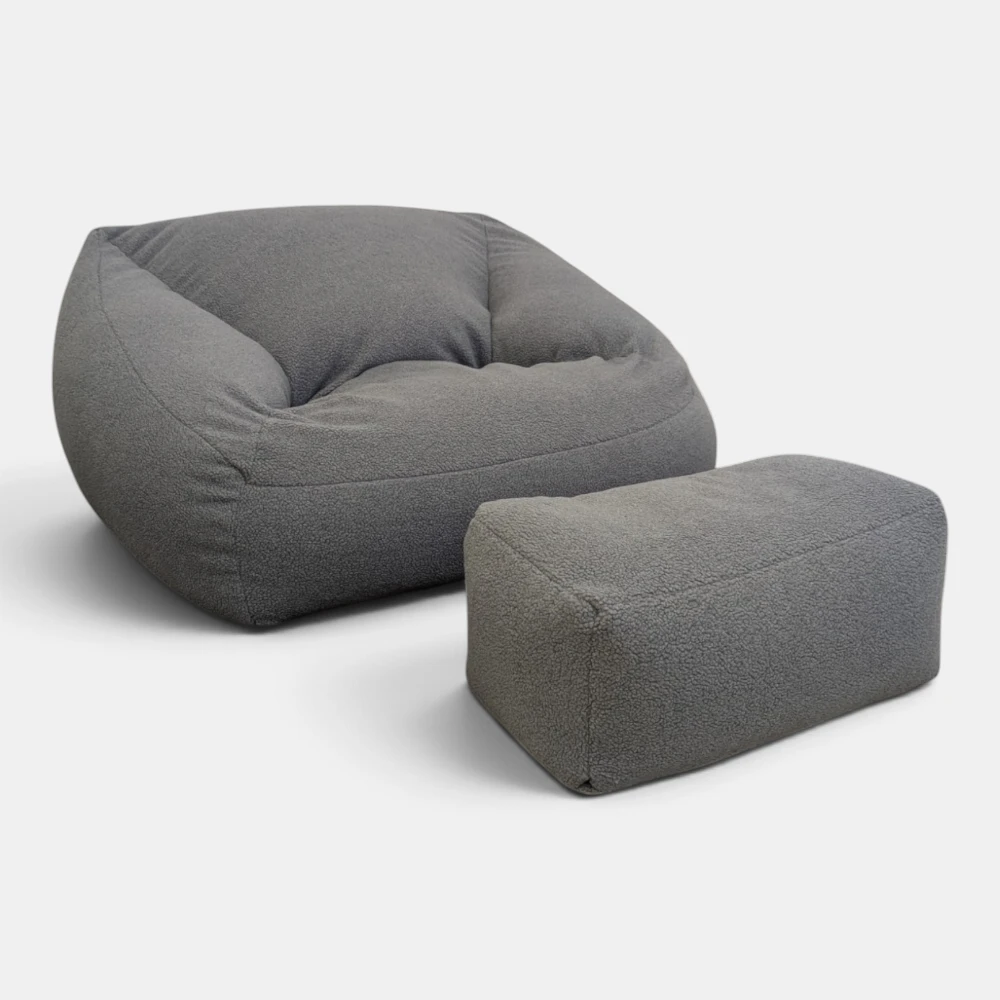 סט כורסא והדום לתוך הבית LOUNGE אפור