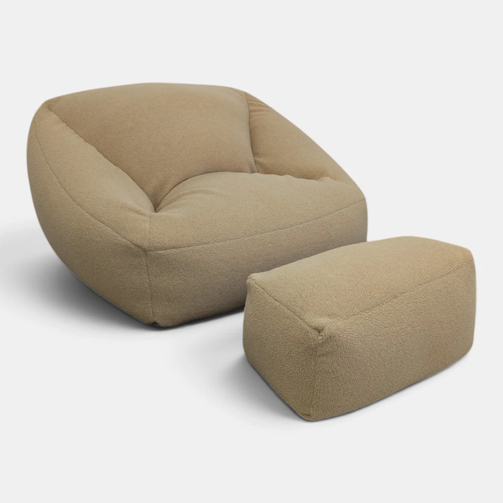 סט כורסא והדום לתוך הבית LOUNGE חום בהיר