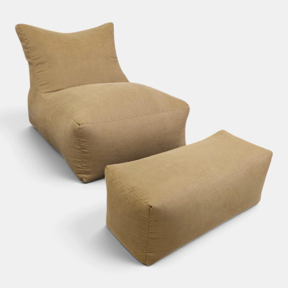 סט פוף והדום לבית SILK חום בהיר