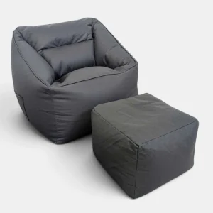 סט פוף והדום לבית BOBI אפור כהה