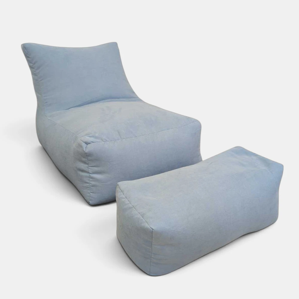 סט פוף והדום לבית SILK תכלת
