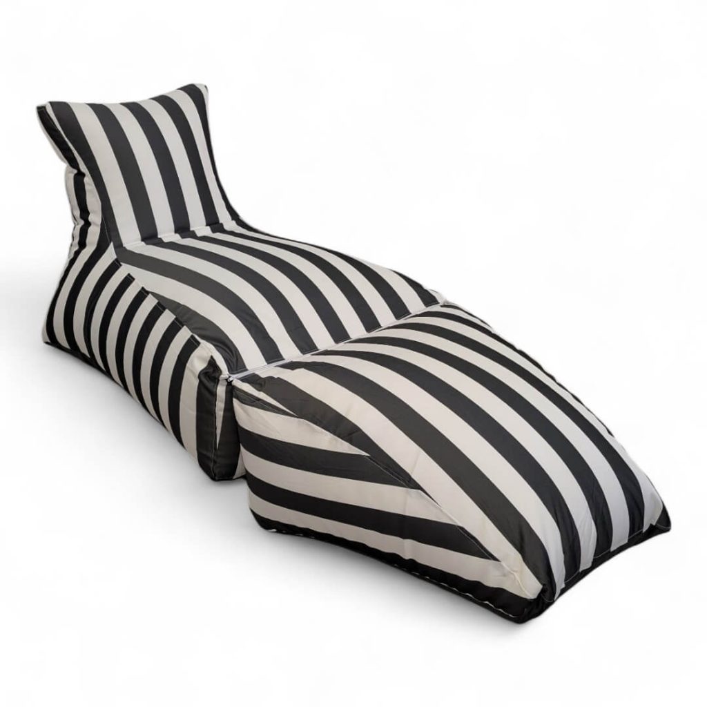 פוף מיטת שיזוף LUSINDA פסים לבן שחור עם דוגמנית