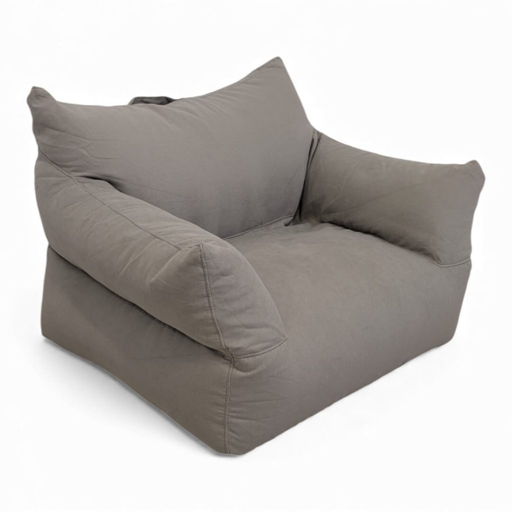 כורסת פוף ORTI בד דמוי זמש קטיפתי אפור