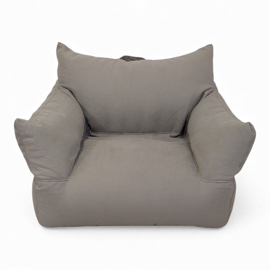 כורסת פוף ORTI בד דמוי זמש קטיפתי אפור