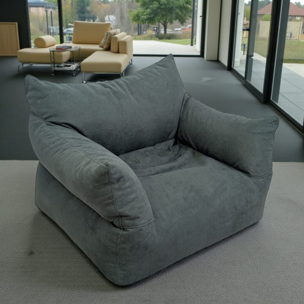 כורסת פוף ORTI בד דמוי זמש קטיפתי ירוק כהה