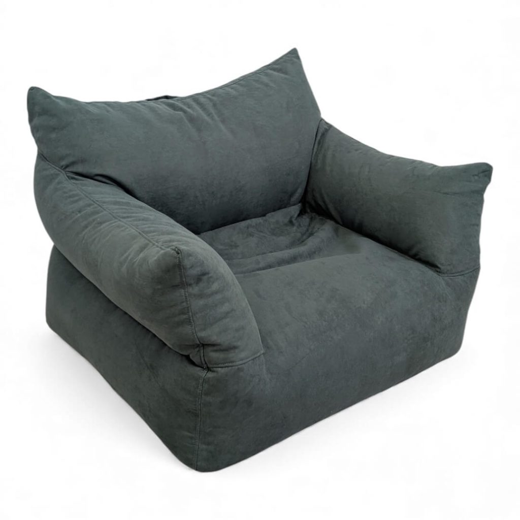 כורסת פוף ORTI בד דמוי זמש קטיפתי ירוק כהה