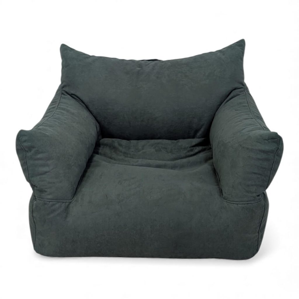 כורסת פוף ORTI בד דמוי זמש קטיפתי ירוק כהה