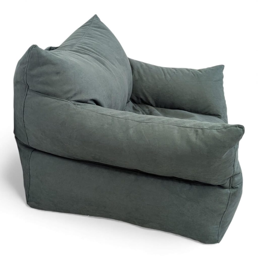 כורסת פוף ORTI בד דמוי זמש קטיפתי ירוק כהה