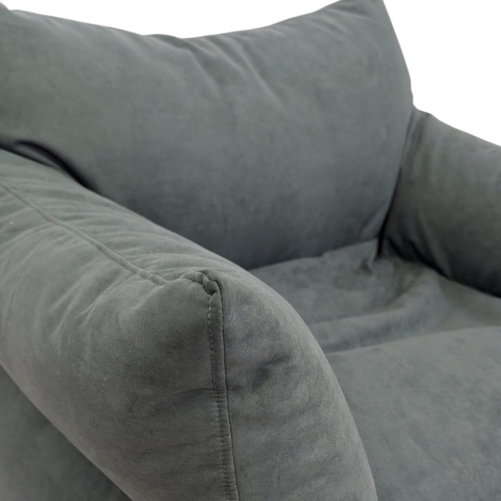 כורסת פוף ORTI בד דמוי זמש קטיפתי ירוק כהה