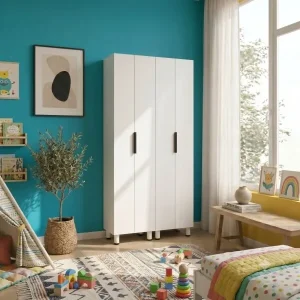 ארון 4 דלתות 14 מדפים צבע לבן ILAN