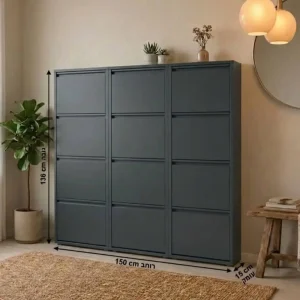 ארון נעליים 4 קומות 12 תאים אפור NALI