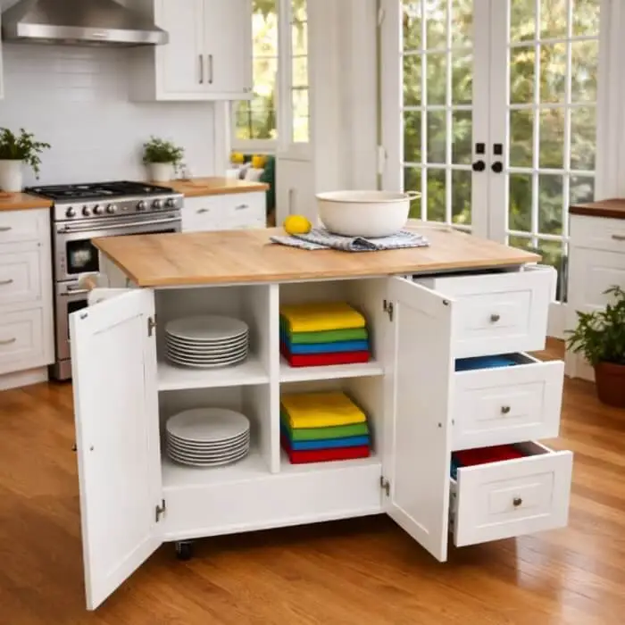 אי למטבח לבן בשילוב אלון YOLI